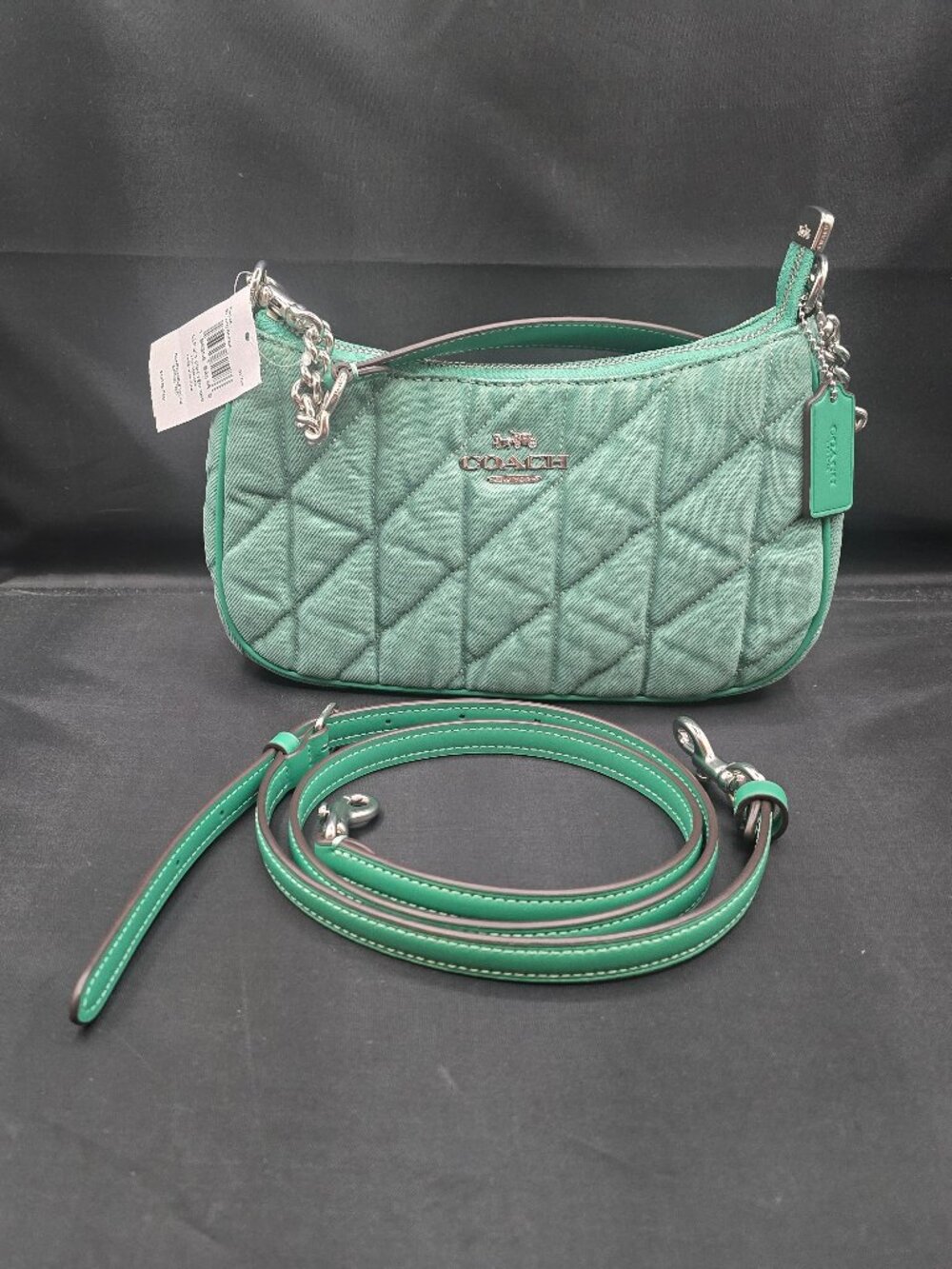 Coach Quilted Denim Teri Shoulder Bag CBG86 Ivy